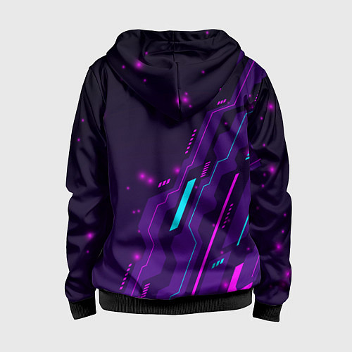 Детская толстовка на молнии Forza Horizon neon gaming / 3D-Черный – фото 2