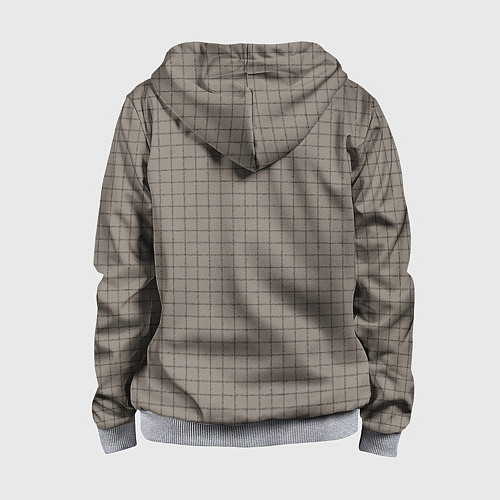 Детская толстовка на молнии Серый бежевый в клетку / 3D-Меланж – фото 2