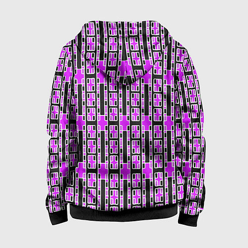 Детская толстовка на молнии Розовые и чёрные кирпичики на чёрном фоне / 3D-Черный – фото 2