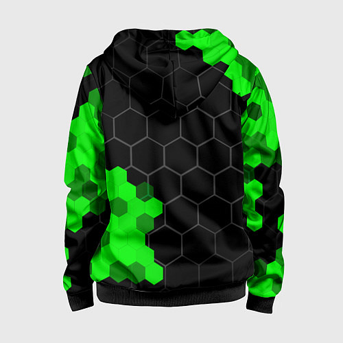 Детская толстовка на молнии Suzuki green sport hexagon / 3D-Черный – фото 2