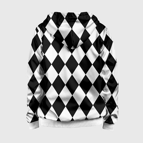 Детская толстовка на молнии Арлекин черно-белый / 3D-Белый – фото 2