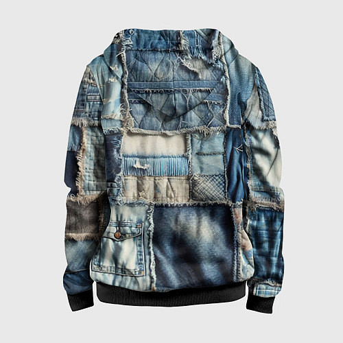Детская толстовка на молнии Patchwork denim - vogue / 3D-Черный – фото 2