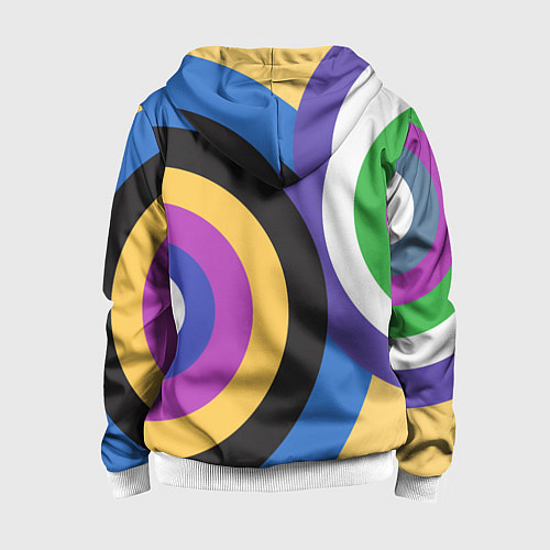 Детская толстовка на молнии Разноцветные круги, абстракция / 3D-Белый – фото 2
