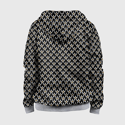 Детская толстовка на молнии Цветочный чёрный в белый цветочек / 3D-Меланж – фото 2