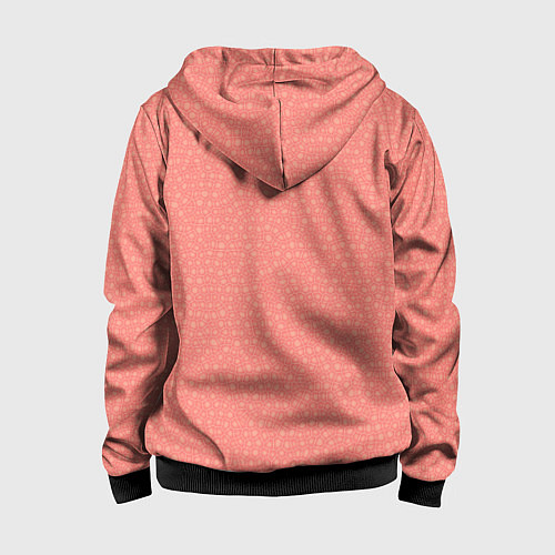 Детская толстовка на молнии Паттерн мозаика тёмно-персиковый / 3D-Черный – фото 2