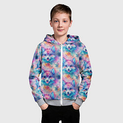 Толстовка на молнии детская Фурри мордочки волчонка, цвет: 3D-меланж — фото 2