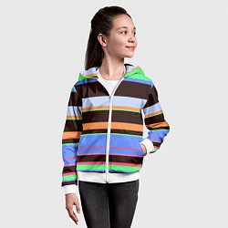Толстовка на молнии детская Разноцветный полосатый, цвет: 3D-белый — фото 2