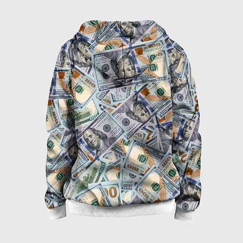 Детская толстовка на молнии Банкноты сто долларов / 3D-Белый – фото 2