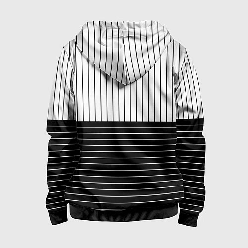 Детская толстовка на молнии Полосатый чёрно-белый / 3D-Черный – фото 2