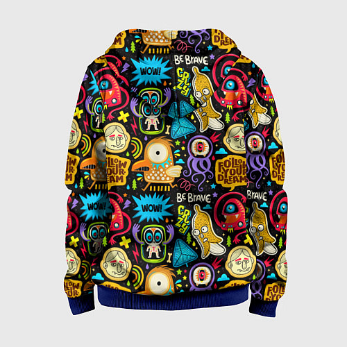 Детская толстовка на молнии Follow your dream monsters / 3D-Синий – фото 2