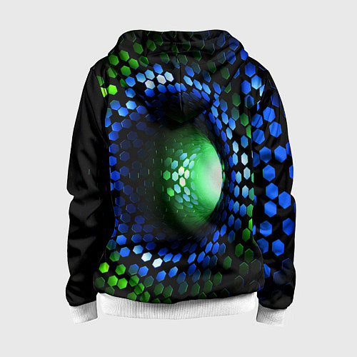 Детская толстовка на молнии Червоточина - гексагональные чешуйки со свечением / 3D-Белый – фото 2