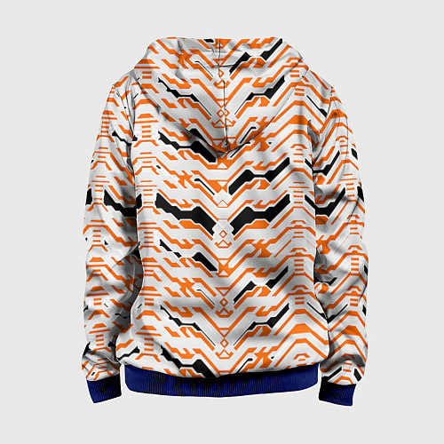 Детская толстовка на молнии Агрессивный бело-оранжевый паттерн / 3D-Синий – фото 2