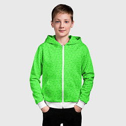 Толстовка на молнии детская Яркий салатовый кислотный, цвет: 3D-белый — фото 2