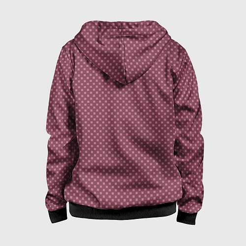 Детская толстовка на молнии Приглушённый тёмно-розовый паттерн квадратики / 3D-Черный – фото 2