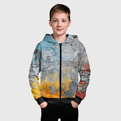 Толстовка на молнии детская Бетонная стена с краской, цвет: 3D-черный — фото 2