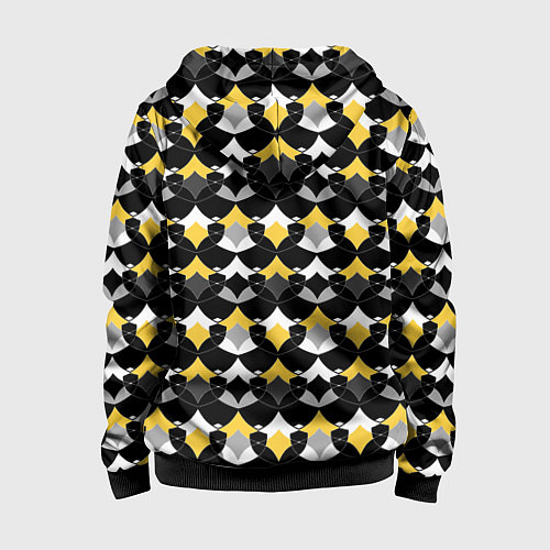 Детская толстовка на молнии Желто черный с белым геометрический узор / 3D-Черный – фото 2