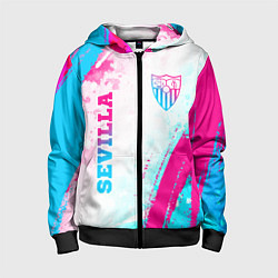 Толстовка на молнии детская Sevilla neon gradient style вертикально, цвет: 3D-черный