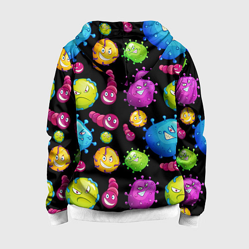 Детская толстовка на молнии Смешные бактерии паттерн / 3D-Белый – фото 2