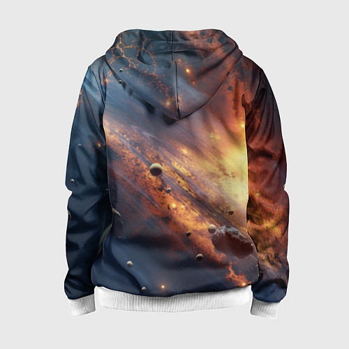 Детская толстовка на молнии Вселенная и планеты / 3D-Белый – фото 2