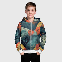 Толстовка на молнии детская Волны линиями, цвет: 3D-белый — фото 2