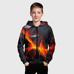 Толстовка на молнии детская Камни в разломе красный свет, цвет: 3D-черный — фото 2