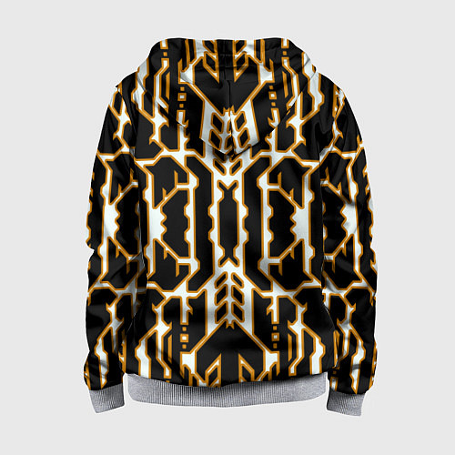 Детская толстовка на молнии Техно белые линии с жёлтой обводкой на чёрном фоне / 3D-Меланж – фото 2
