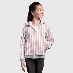 Толстовка на молнии детская Полосы бело-розово-серый, цвет: 3D-меланж — фото 2