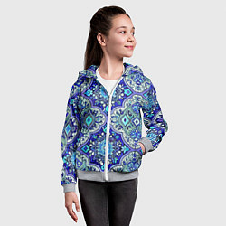 Толстовка на молнии детская Сине - голубые узоры, цвет: 3D-меланж — фото 2