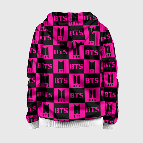 Детская толстовка на молнии BTS pattern pink logo / 3D-Белый – фото 2