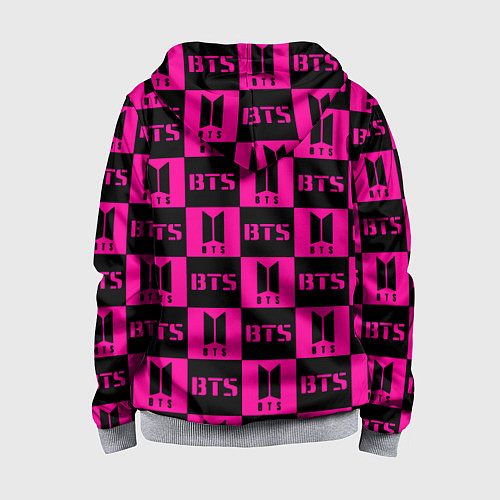 Детская толстовка на молнии BTS pattern pink logo / 3D-Меланж – фото 2