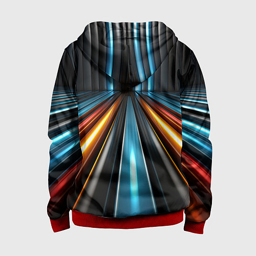 Детская толстовка на молнии Неоновый путь из труб / 3D-Красный – фото 2