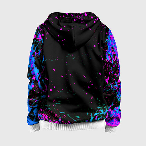 Детская толстовка на молнии Герб в стиле киберпанк краски / 3D-Белый – фото 2