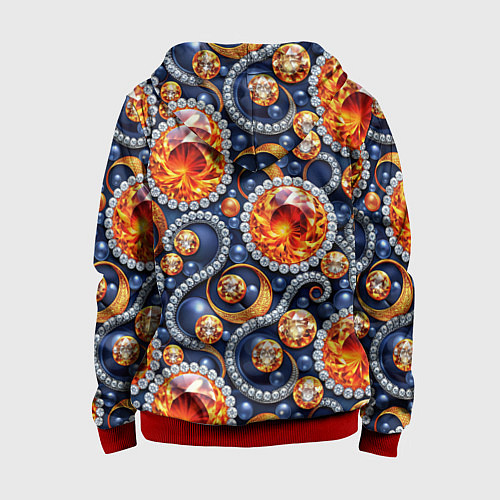 Детская толстовка на молнии Ювелирные украшение с золотом и бриллиантом паттер / 3D-Красный – фото 2