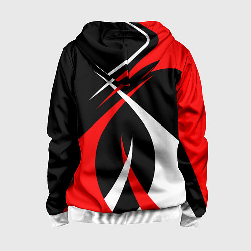 Детская толстовка на молнии Красные и белые линии / 3D-Белый – фото 2