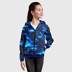 Толстовка на молнии детская Синие абстрактные неоновые плиты, цвет: 3D-синий — фото 2