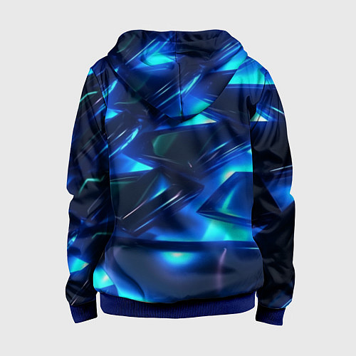 Детская толстовка на молнии Синие абстрактные неоновые плиты / 3D-Синий – фото 2