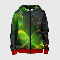 Детская толстовка на молнии Зеленая абстрактная неоновая текстура