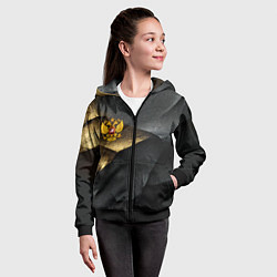 Толстовка на молнии детская Золотой герб России на темном фоне, цвет: 3D-черный — фото 2