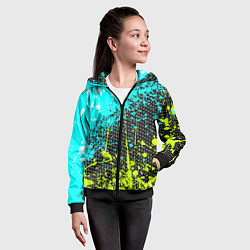 Толстовка на молнии детская Брызги красок с геометрией, цвет: 3D-черный — фото 2