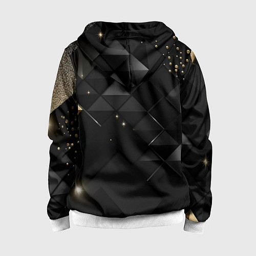 Детская толстовка на молнии Золотой герб России на черно-золотой текстуре / 3D-Белый – фото 2