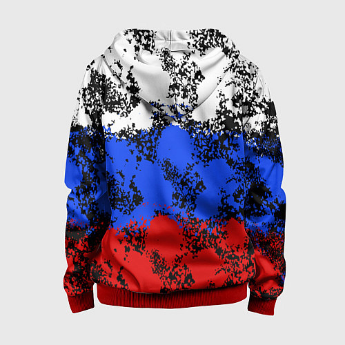 Детская толстовка на молнии Российский флаг брызги / 3D-Красный – фото 2