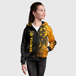 Толстовка на молнии детская Benfica - gold gradient по-вертикали, цвет: 3D-черный — фото 2