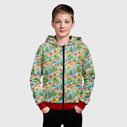 Толстовка на молнии детская Летнее настроение паттерн, цвет: 3D-красный — фото 2