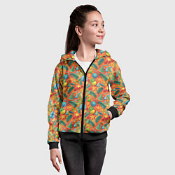 Толстовка на молнии детская Летние каникулы микс из паттерна, цвет: 3D-черный — фото 2