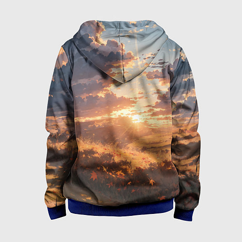 Детская толстовка на молнии Вечерний закат - аниме / 3D-Синий – фото 2