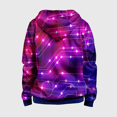 Детская толстовка на молнии Неоновый фон печатной платы / 3D-Синий – фото 2