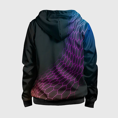 Детская толстовка на молнии Skoda neon hexagon / 3D-Черный – фото 2