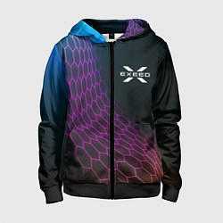 Детская толстовка на молнии Exeed neon hexagon