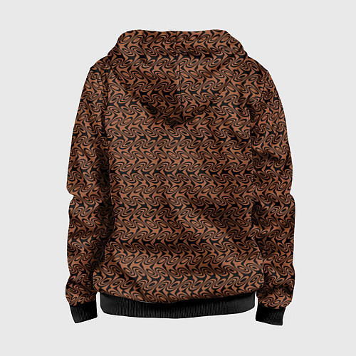 Детская толстовка на молнии Коричневый узоры / 3D-Черный – фото 2