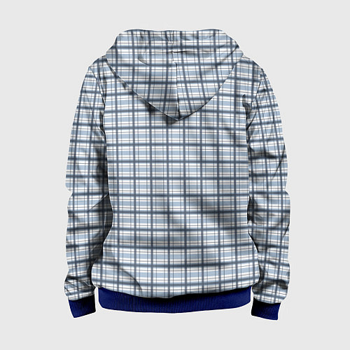 Детская толстовка на молнии Светлый бело-синий паттерн клетчатый / 3D-Синий – фото 2